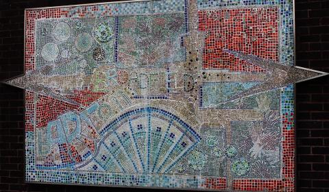 Colourful mosaic on Broadfield Barton